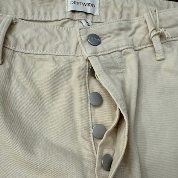 Driftwood Barbara Cream Barrel Jeans Black Embroidery Button Fly 30 (34) - Picture 4 of 6